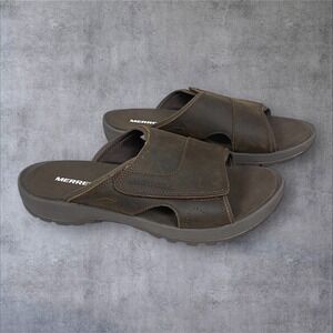 MERRELL  Sandspur 2 Slip On  Slide Sandals Shoes Mens 11 Earth Brown Leather New